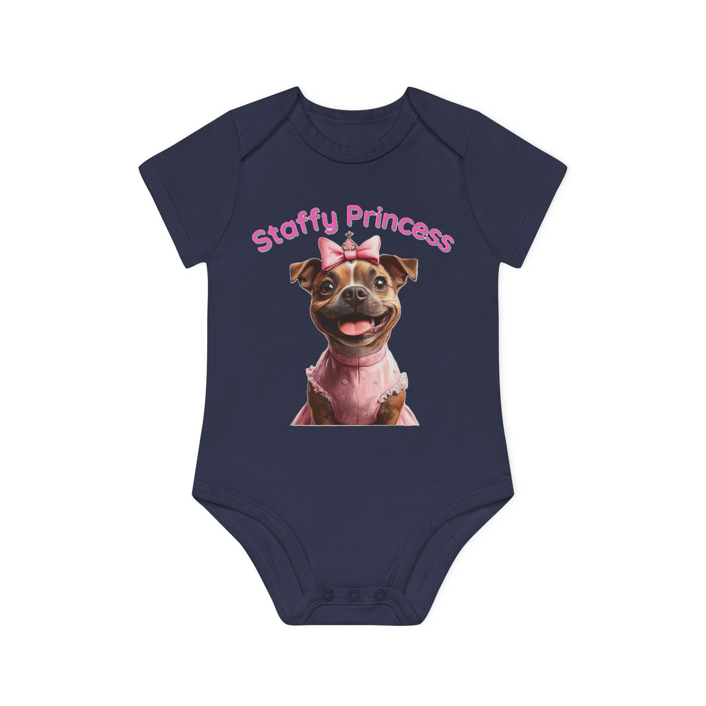 Staffy Princess Baby Organic Short Sleeve Bodysuit