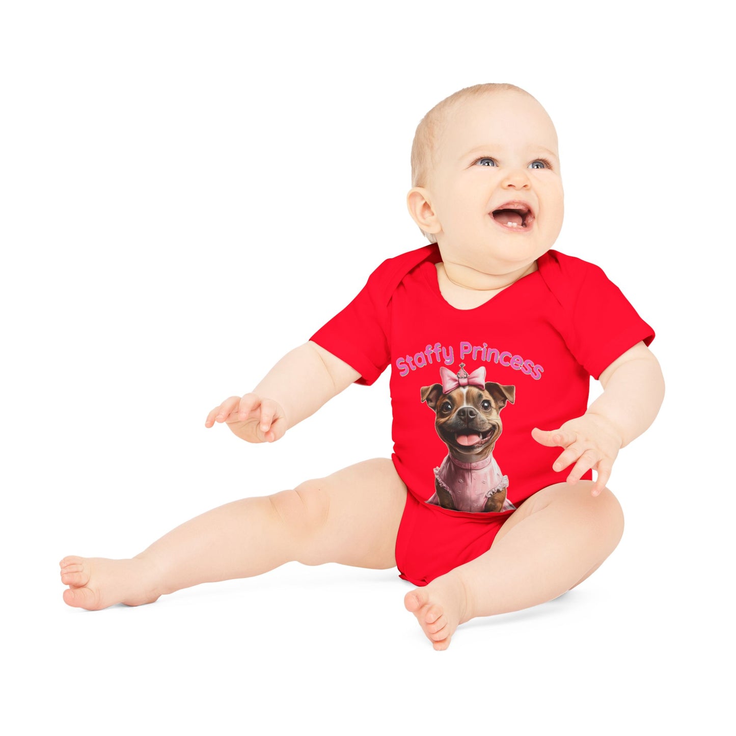 Staffy Princess Baby Organic Short Sleeve Bodysuit