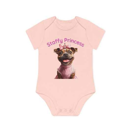 Staffy Princess Baby Organic Short Sleeve Bodysuit