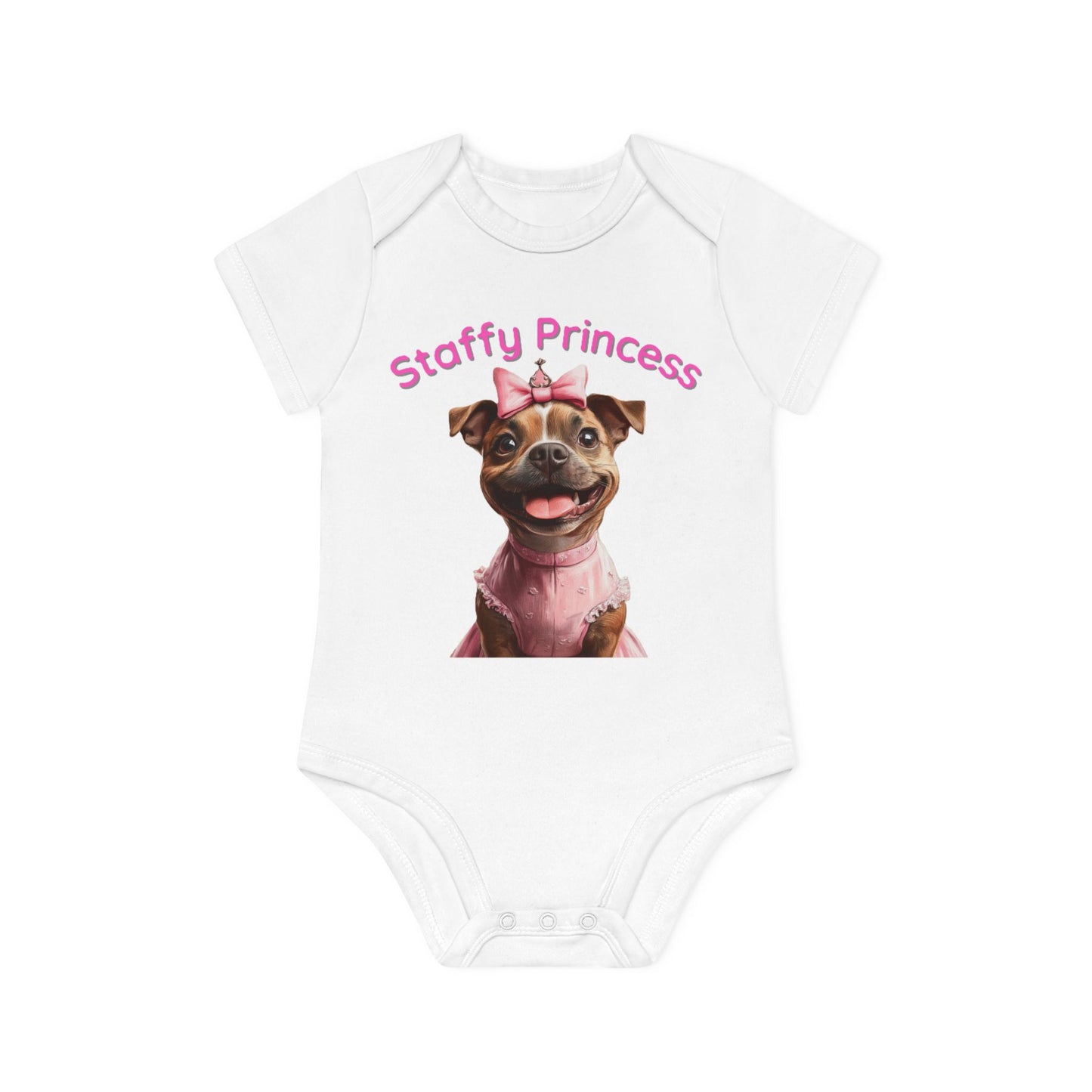 Staffy Princess Baby Organic Short Sleeve Bodysuit