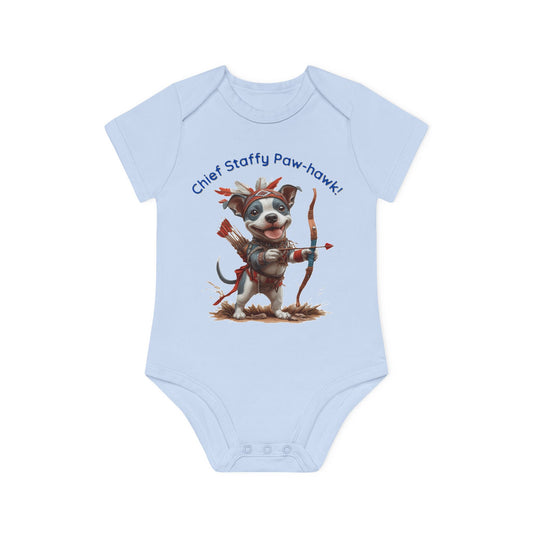 Staffy Paw-Hawk Baby Organic Short Sleeve Bodysuit