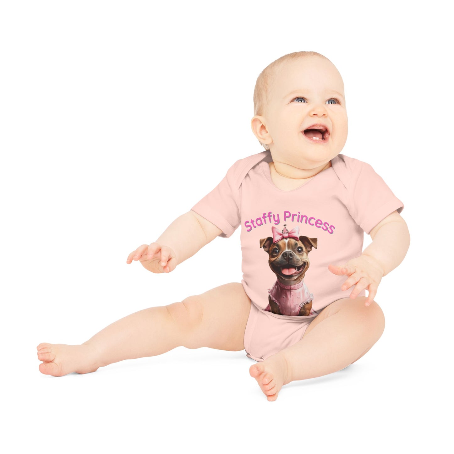 Staffy Princess Baby Organic Short Sleeve Bodysuit