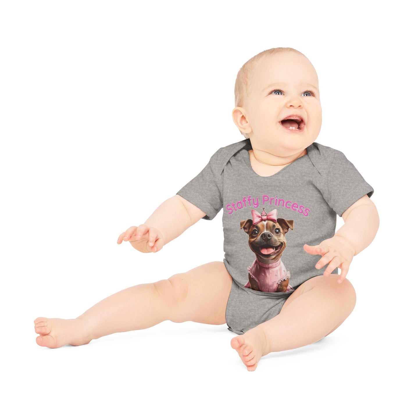 Staffy Princess Baby Organic Short Sleeve Bodysuit