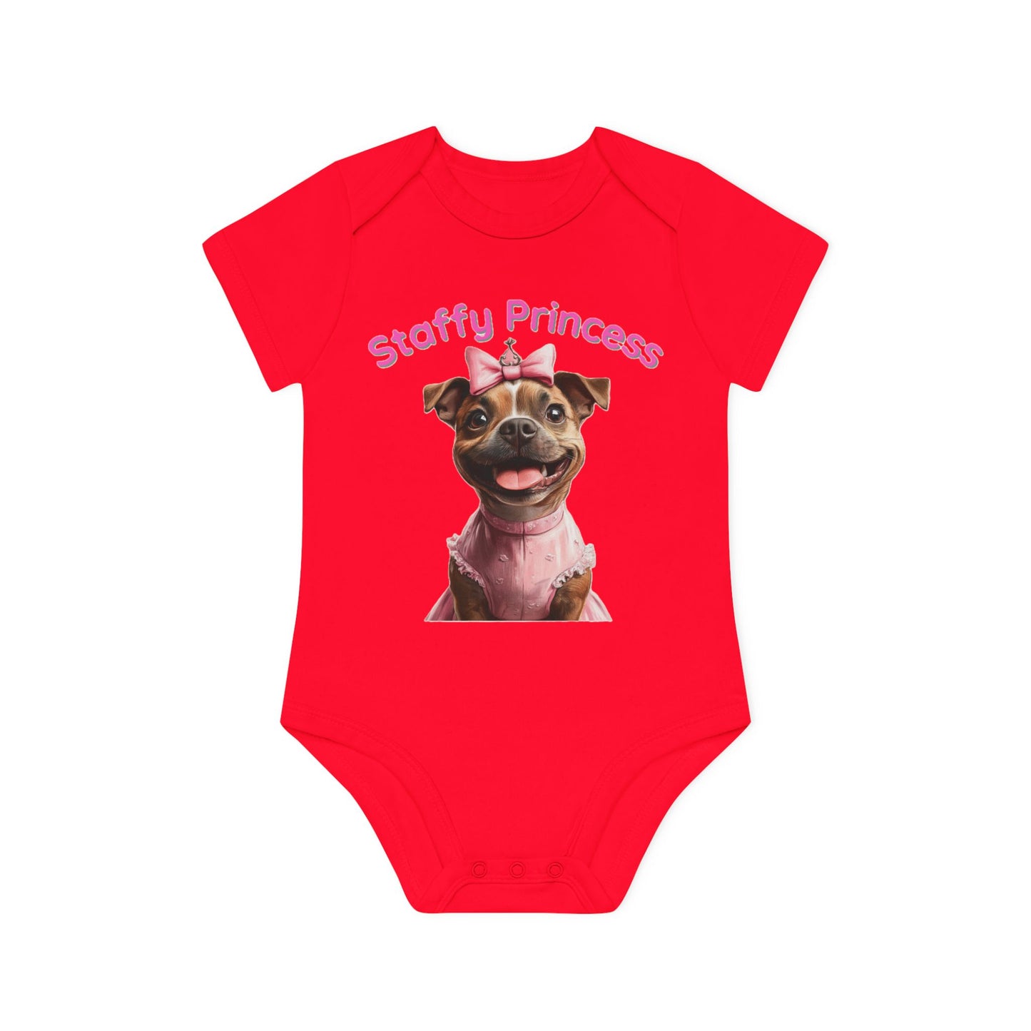 Staffy Princess Baby Organic Short Sleeve Bodysuit