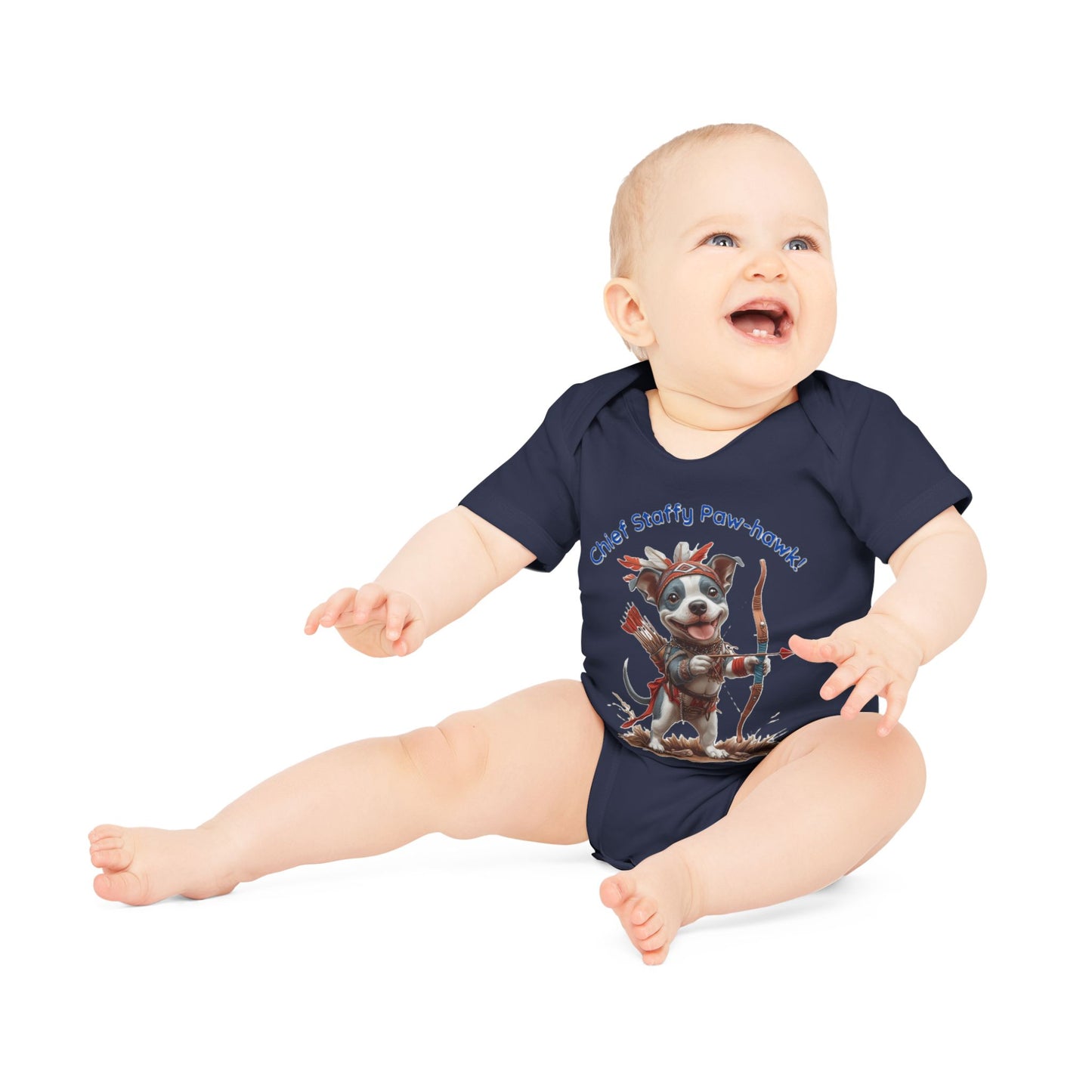 Staffy Paw-Hawk Baby Organic Short Sleeve Bodysuit