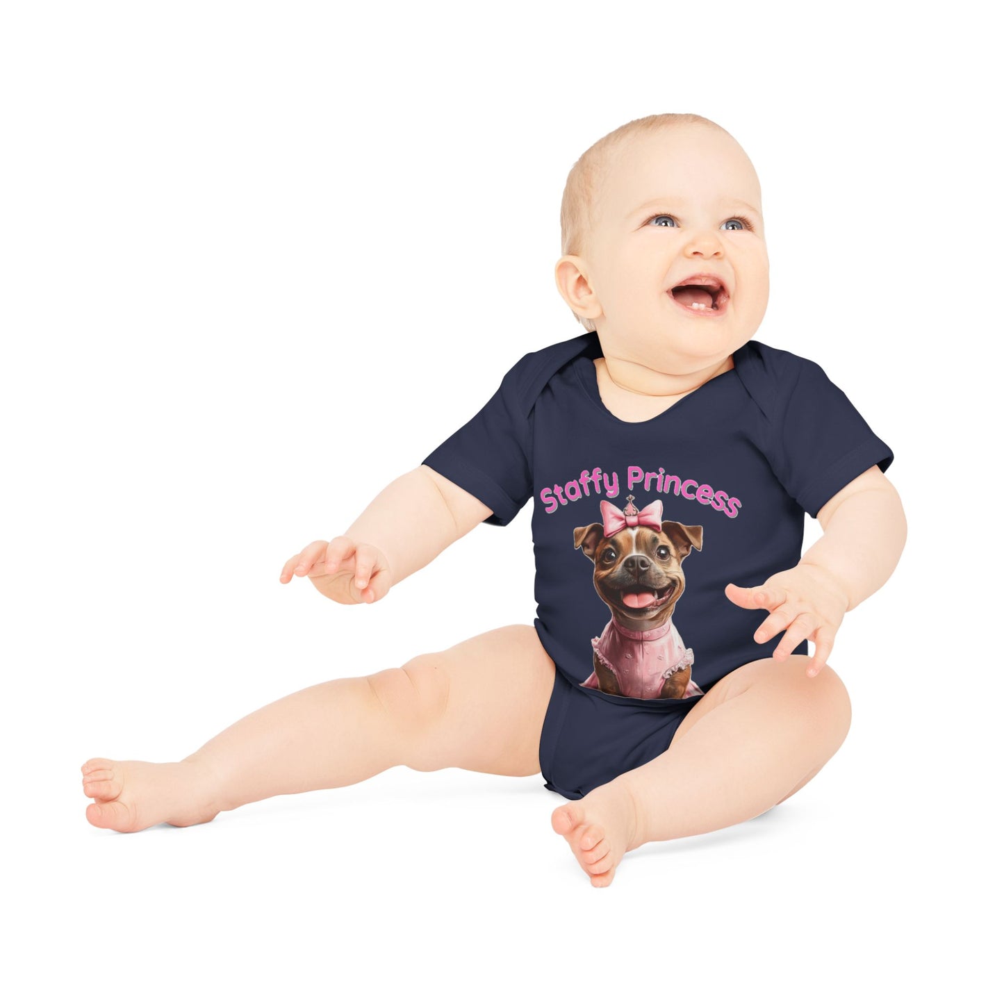 Staffy Princess Baby Organic Short Sleeve Bodysuit