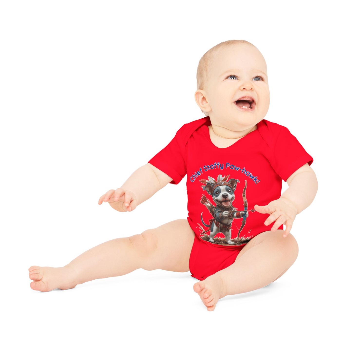 Staffy Paw-Hawk Baby Organic Short Sleeve Bodysuit